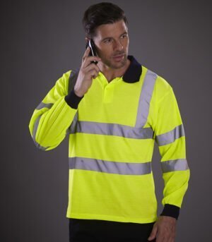 Yoko Hi-Vis Long Sleeve Polo Shirt