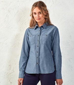 Premier Ladies Organic Long Sleeve Chambray
